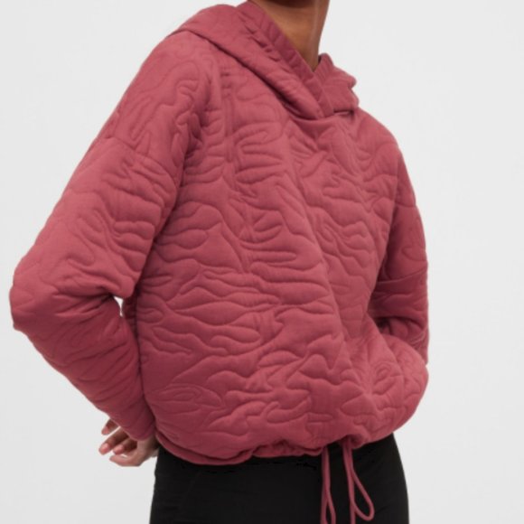 | gap • mauve/pink quinn quilted jacquard hoodie • size small petite | - Picture 1 of 10